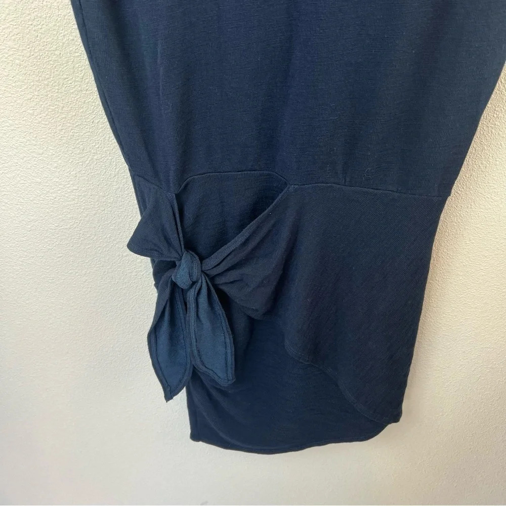 New MONROW NWT Supersoft Short Sleeve V-neck Dress w/Tie Inca Blue Women’s Large - Picture 9 of 13